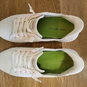 Skechers, Swift Fit Slip-on White Sneakers, Green Insoles, Flower Soles, Size 10